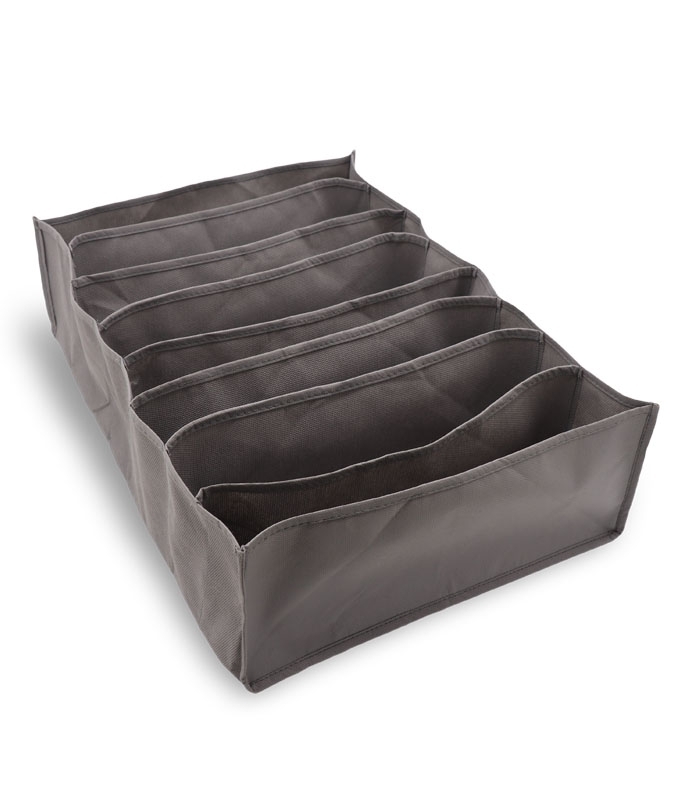 خرید عمده  نظم دهنده کشو کد 372 ابعاد 12×30×42 سانتی متر سایز L خاکستری - 8 جیب - بسته 12 عددی