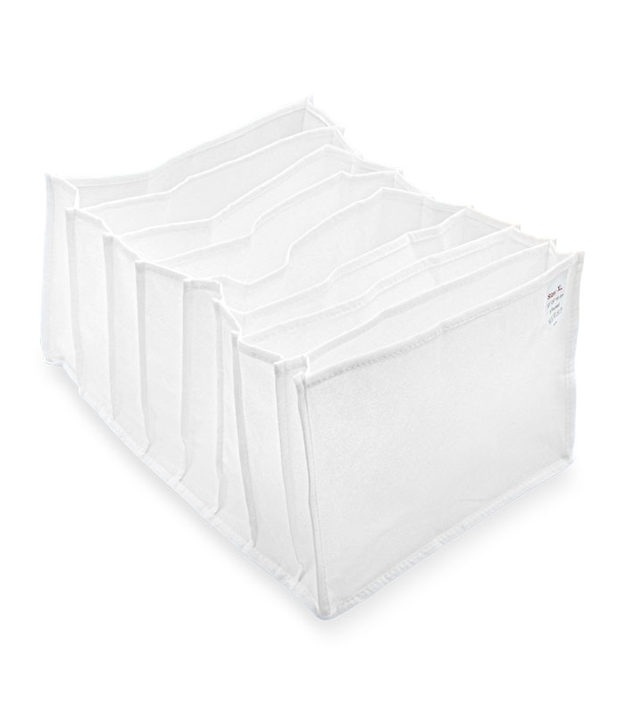 خرید عمده  نظم دهنده کشو کد 328 ابعاد 18×26×33 سانتی متر سایز XL سفید - 8 جیب - بسته 12 عددی