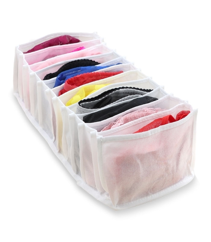 خرید عمده  نظم دهنده کشو کد 325 ابعاد 11×17×38 سانتی متر سایز S سفید - 11 جیب - بسته 12 عددی