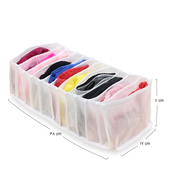 خرید عمده  نظم دهنده کشو کد 325 ابعاد 11×17×38 سانتی متر سایز S سفید - 11 جیب - بسته 12 عددی