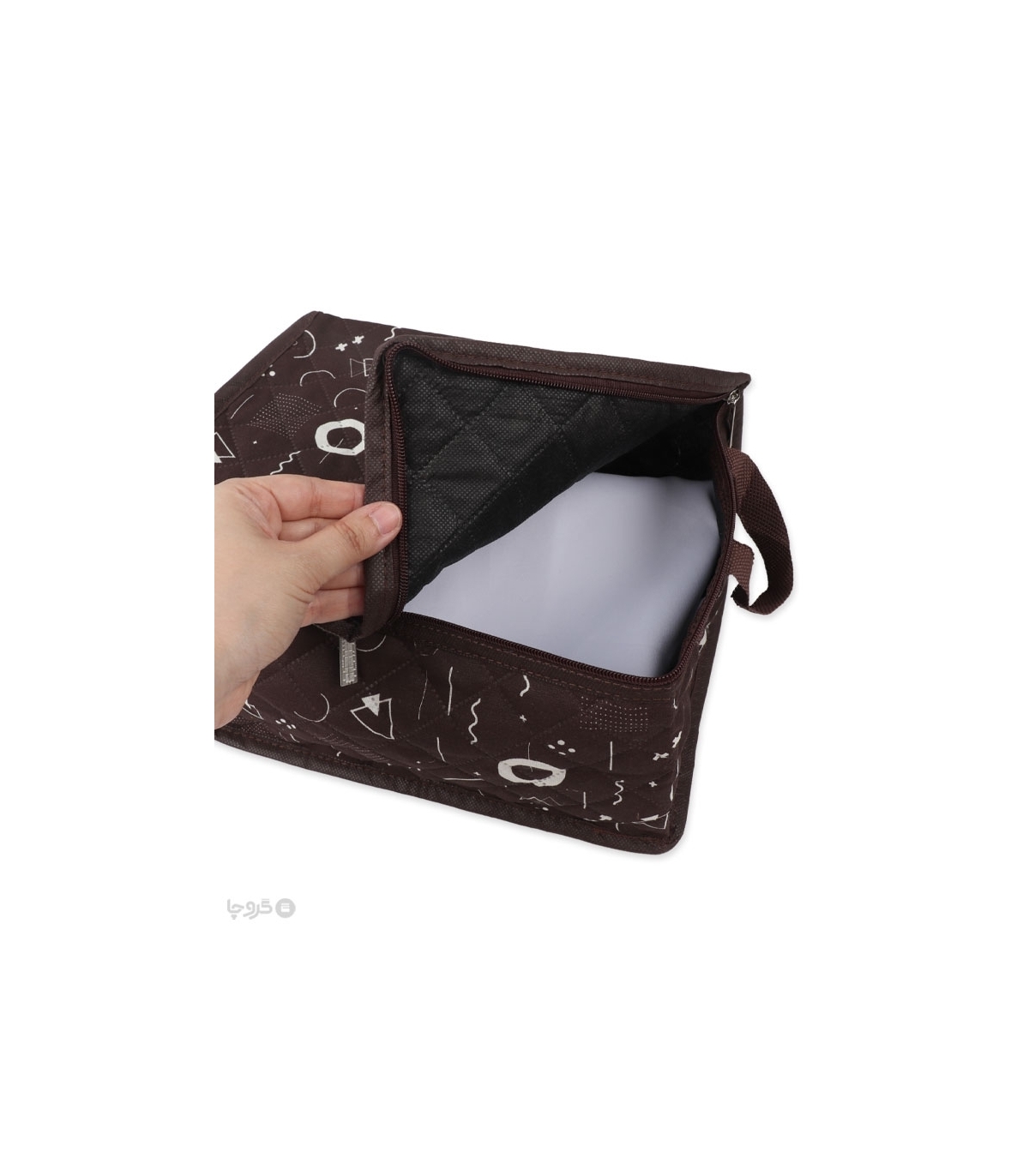 خرید عمده  بقچه ترگال زیپ دار کد 430 طرح هندسی - بسته 12 عددی