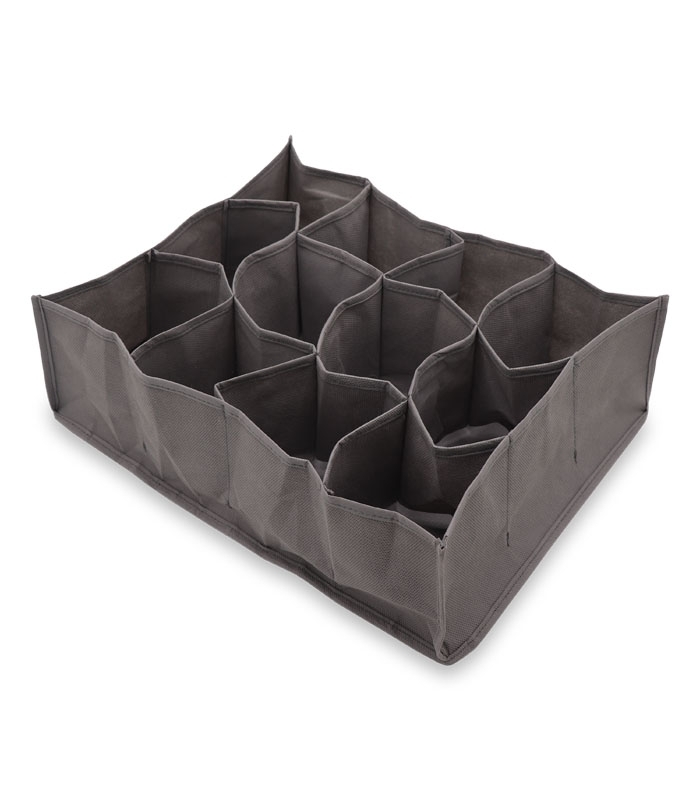 خرید عمده  نظم دهنده کشو کد 364 ابعاد 10×25×34 سانتی متر خاکستری - 12 جیب - بسته 12 عددی