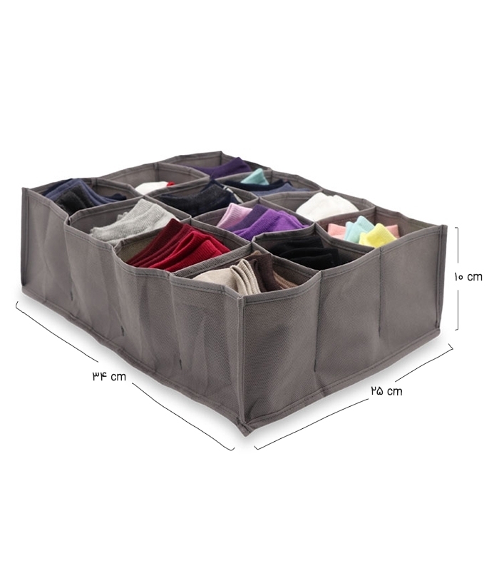 خرید عمده  نظم دهنده کشو کد 364 ابعاد 10×25×34 سانتی متر خاکستری - 12 جیب - بسته 12 عددی