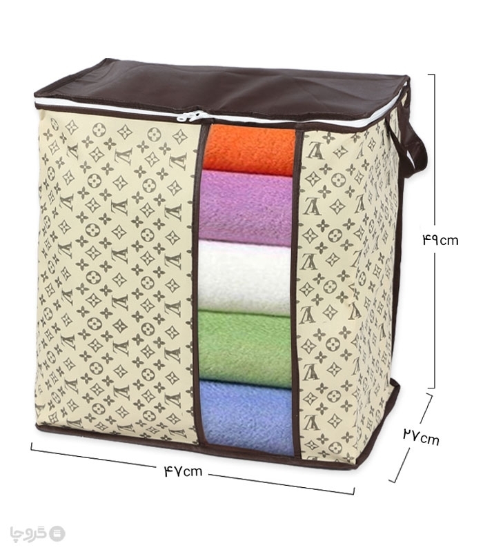 خرید عمده  بقچه پنجره دار ضد آب طرح LV کد 392 ابعاد27×47×49 سانتی متر - بسته 12 عددی