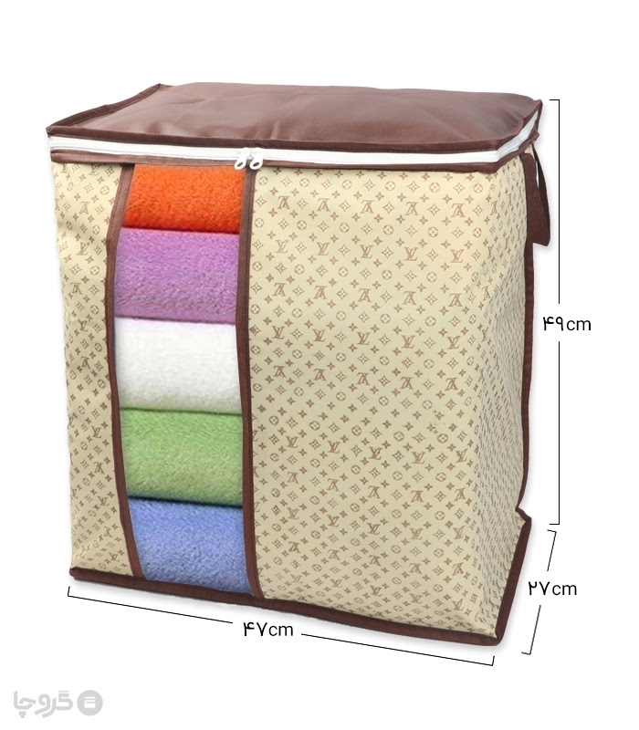خرید عمده  بقچه پنجره دار ضد آب طرح LV کد 392 ابعاد27×47×49 سانتی متر - بسته 12 عددی