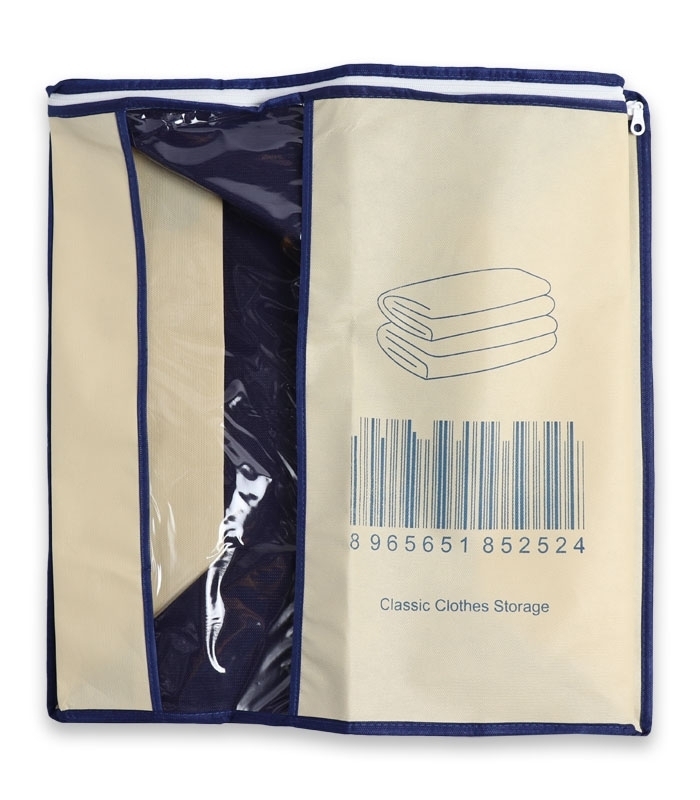 خرید عمده  کاور پتو و بالش طرح بارکد پنجره دار ضد آب کد 340 ابعاد 51 در 46 سانتی متر کرم آبی - بسته 12 عددی