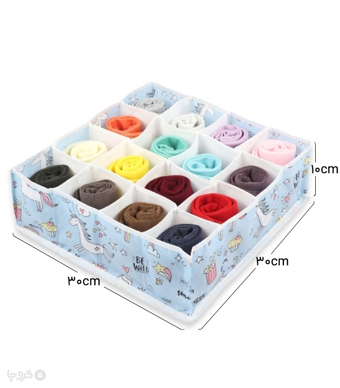 خرید عمده  نظم دهنده کشو طرح تکشاخ کد 411 ابعاد 10×30×30 سانتی متر - 16 جیب - بسته 12 عددی