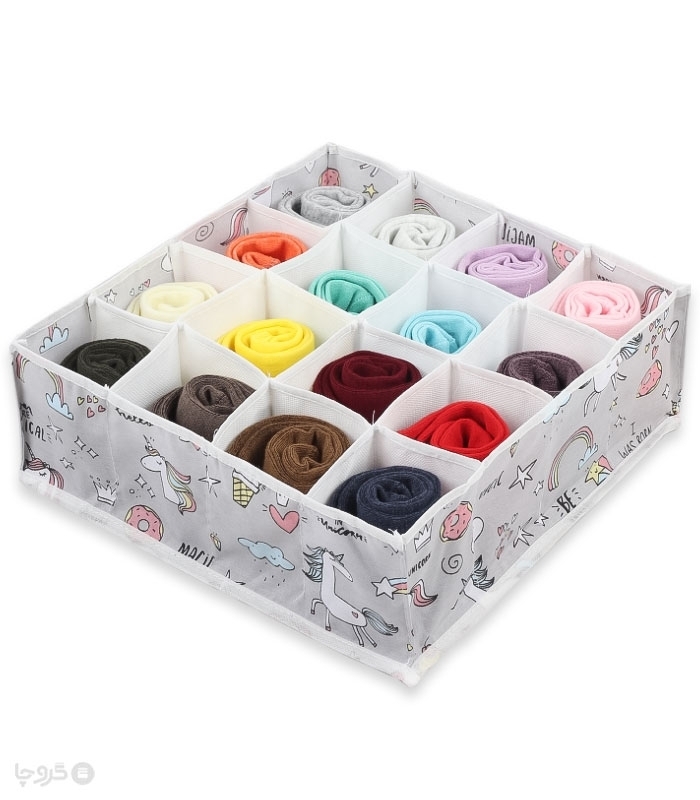 خرید عمده  نظم دهنده کشو طرح تکشاخ کد 411 ابعاد 10×30×30 سانتی متر - 16 جیب - بسته 12 عددی