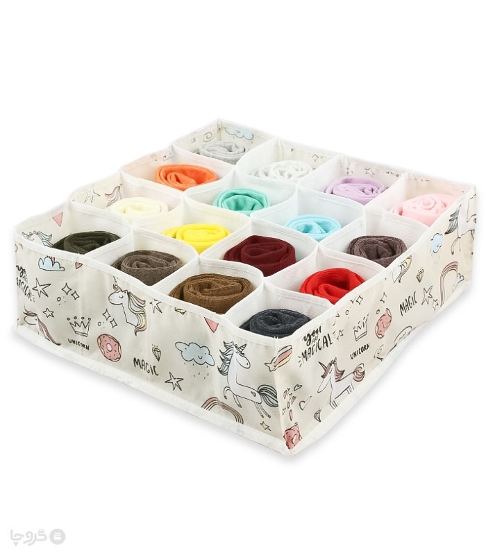 خرید عمده  نظم دهنده کشو طرح تکشاخ کد 411 ابعاد 10×30×30 سانتی متر - 16 جیب - بسته 12 عددی