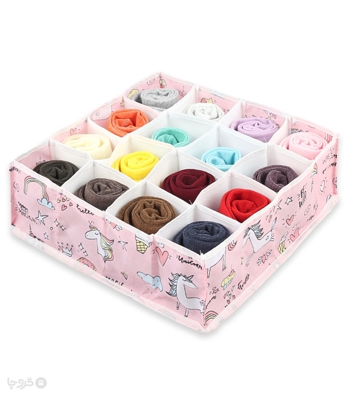 خرید عمده  نظم دهنده کشو طرح تکشاخ کد 411 ابعاد 10×30×30 سانتی متر - 16 جیب - بسته 12 عددی