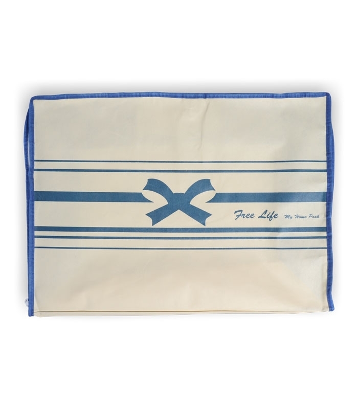 خرید عمده پک کاور پتو و بالش ضد آب کد 377 طرح‌دار ابعاد 25×48×65 سانتی متر سایز L کرم آبی - بسته 12 عددی