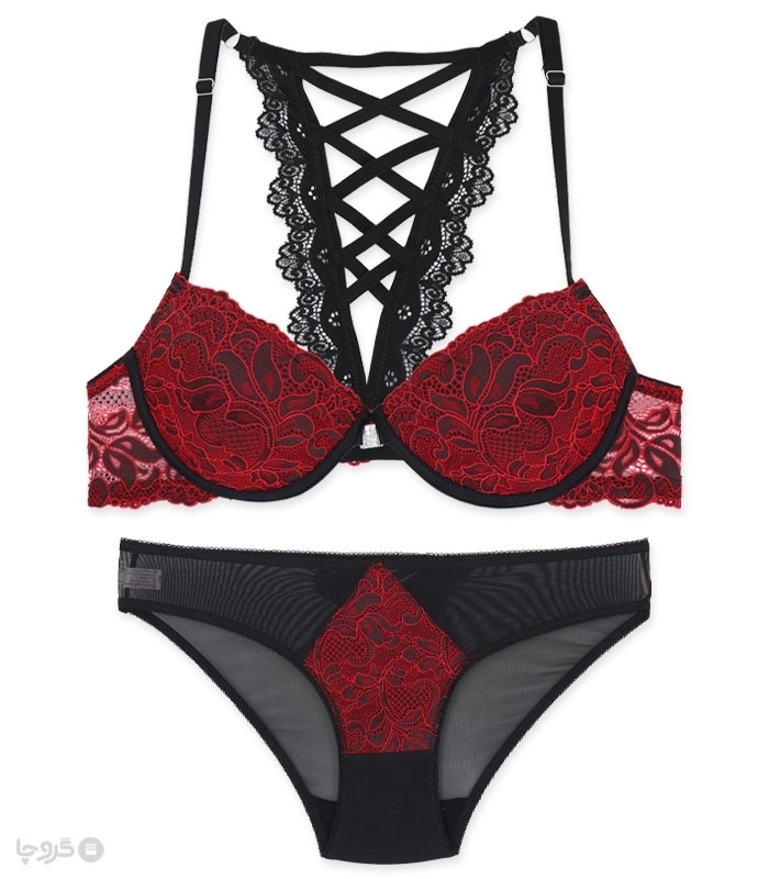 خرید عمده پک ست شورت و سوتین جلو باز شو کاپدار دانتل فنردار پشت ضربدری اما کد 4020 - بسته 4 عددی