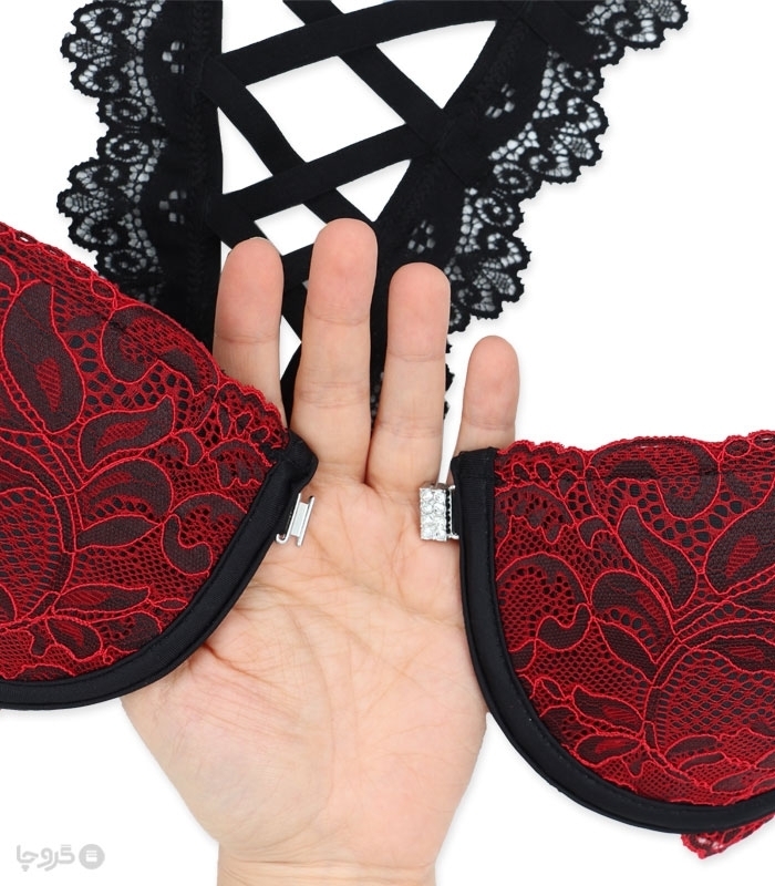 پک ست شورت و سوتین جلو باز شو کاپدار دانتل فنردار پشت ضربدری اما کد 4020 - بسته 5 عددی