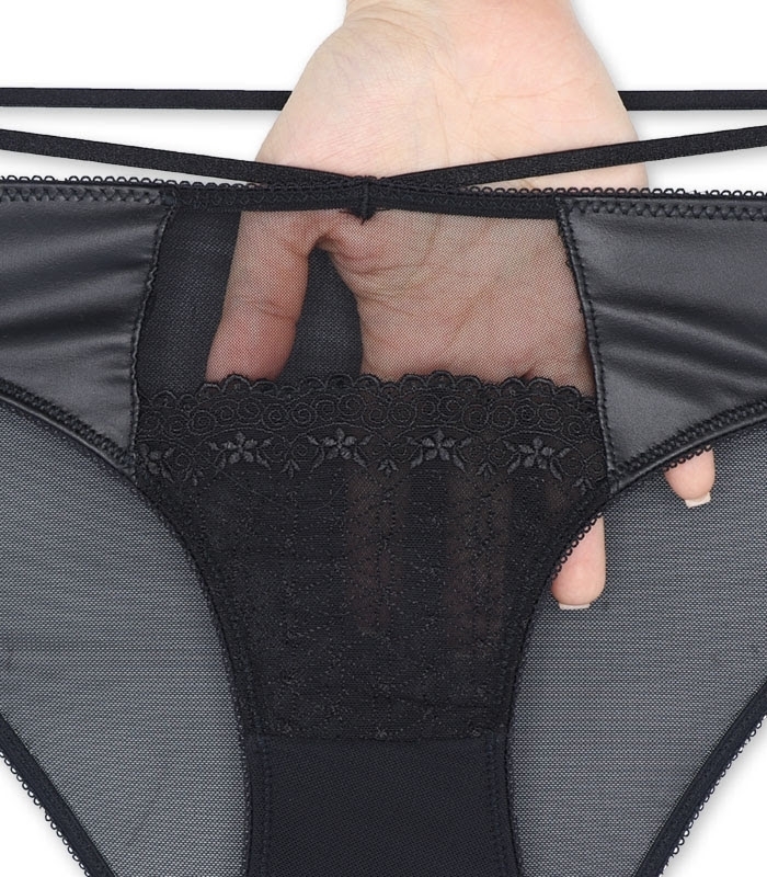 پک ست شورت و سوتین کاپدار فنردار چرم و تور اما گلدوزی کد 3085 - بسته 5 عددی