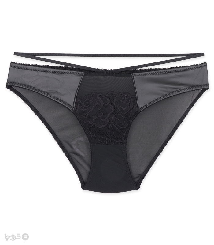 پک ست شورت و سوتین کاپدار فنردار چرم و تور اما گلدوزی کد 3085 - بسته 5 عددی