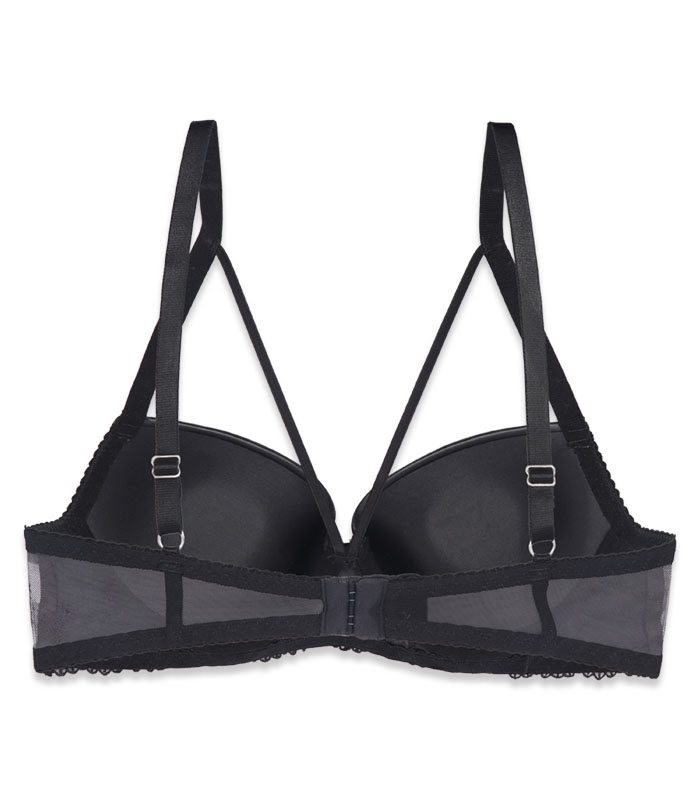 پک ست شورت و سوتین کاپدار فنردار چرم و تور اما گلدوزی کد 3085 - بسته 5 عددی