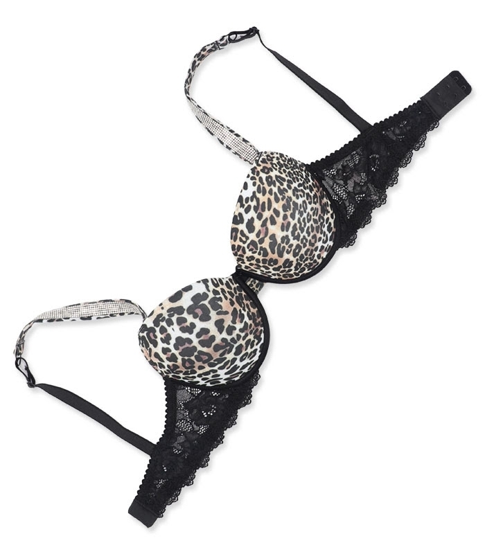 پک ست شورت و سوتین کاپدار فنردار نگین دار اما کد 3070 طرح پلنگی - بسته 5 عددی