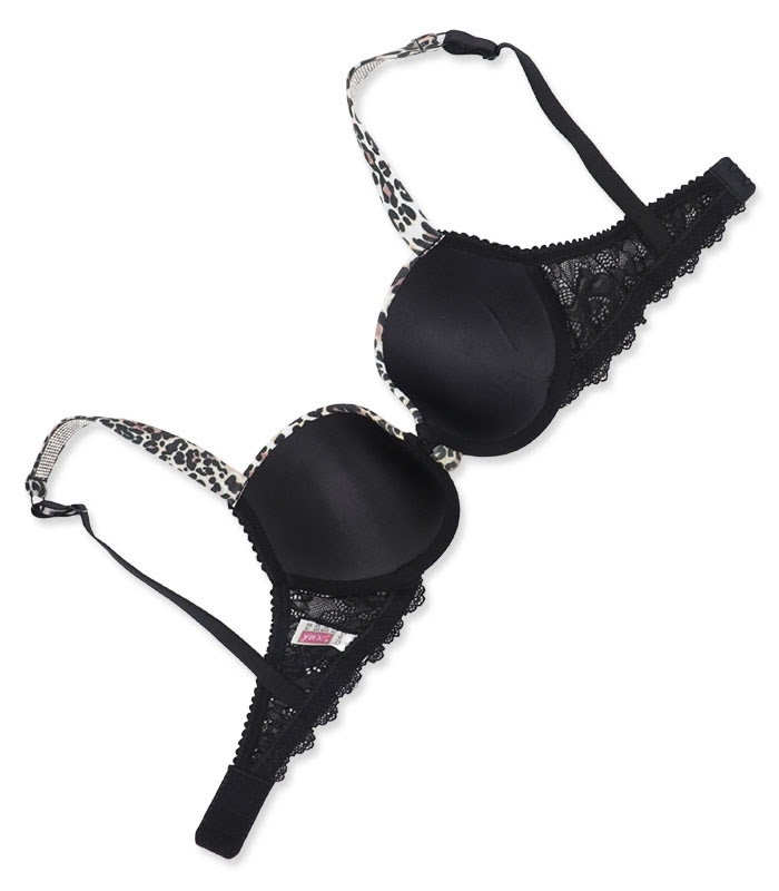 پک ست شورت و سوتین کاپدار فنردار نگین دار اما کد 3070 طرح پلنگی - بسته 5 عددی