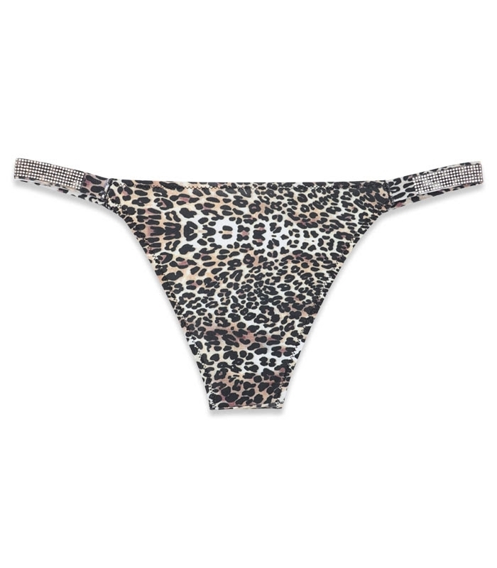 پک ست شورت و سوتین کاپدار فنردار نگین دار اما کد 3070 طرح پلنگی - بسته 5 عددی