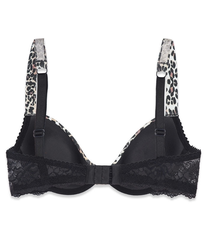 پک ست شورت و سوتین کاپدار فنردار نگین دار اما کد 3070 طرح پلنگی - بسته 5 عددی