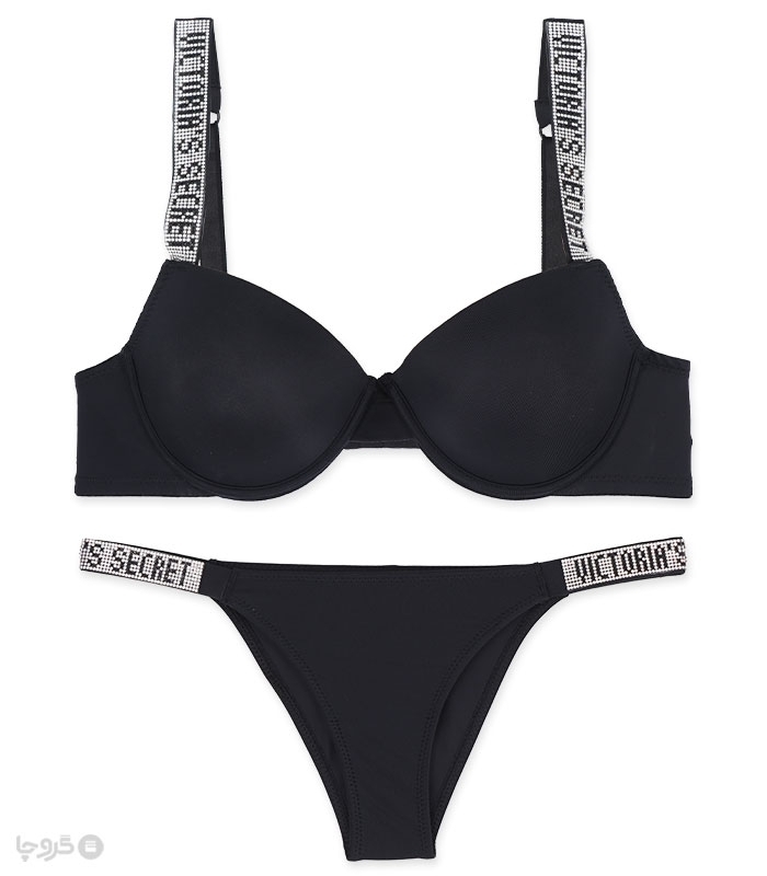 خرید عمده پک ست شورت و سوتین کاپدار فنردار نگین دار اما کد 3060 - بسته 4 عددی