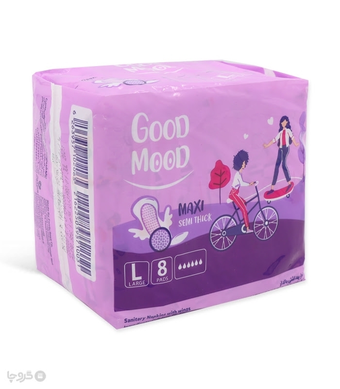 خرید کارتنی نوار بهداشتی بالدار نیمه ضخیم کتان گود مود Good Mood مدل Maxi بزرگ - کارتن 24 عددی
