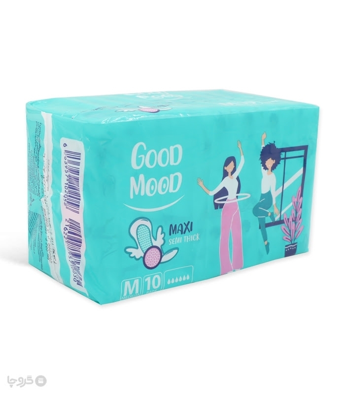 خرید کارتنی نوار بهداشتی بالدار نیمه ضخیم کتان گود مود Good Mood مدل Maxi متوسط - کارتن 24 عددی