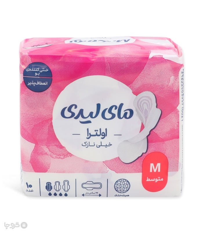 خرید کارتنی نوار بهداشتی بالدار خیلی نازک مشبک MyLady مای لیدی مدل Instant Dry متوسط - کارتن 24 عددی