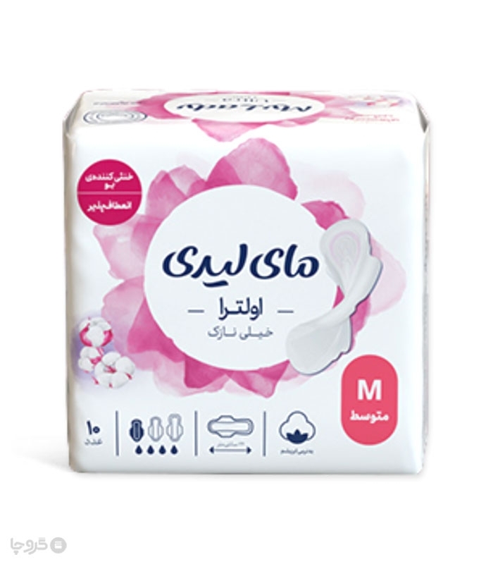 خرید کارتنی نوار بهداشتی بالدار خیلی نازک کتان مای لیدی مدل Ultra Thin متوسط - کارتن 24 عددی