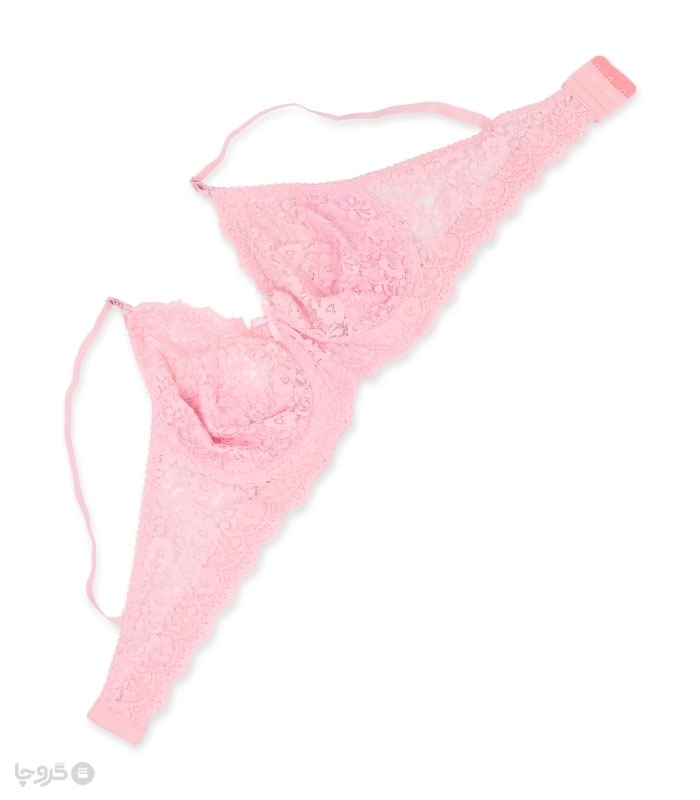 پک ست شورت و سوتین تور و گیپور فنردار ژوبین کد 7000 طرح گل - بسته 4 عددی