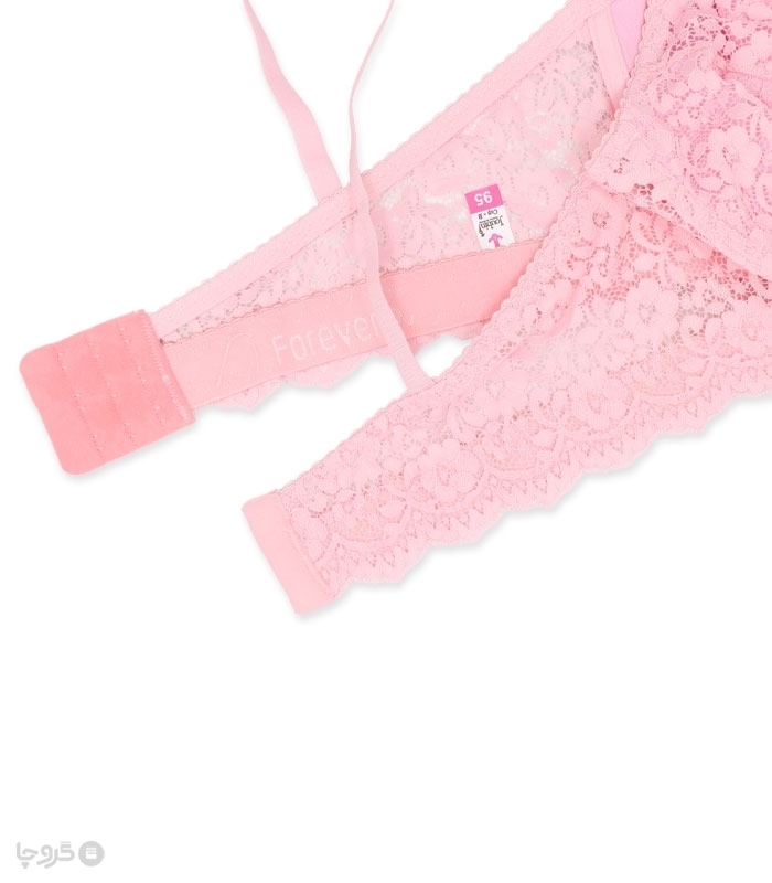 پک ست شورت و سوتین تور و گیپور فنردار ژوبین کد 7000 طرح گل - بسته 4 عددی