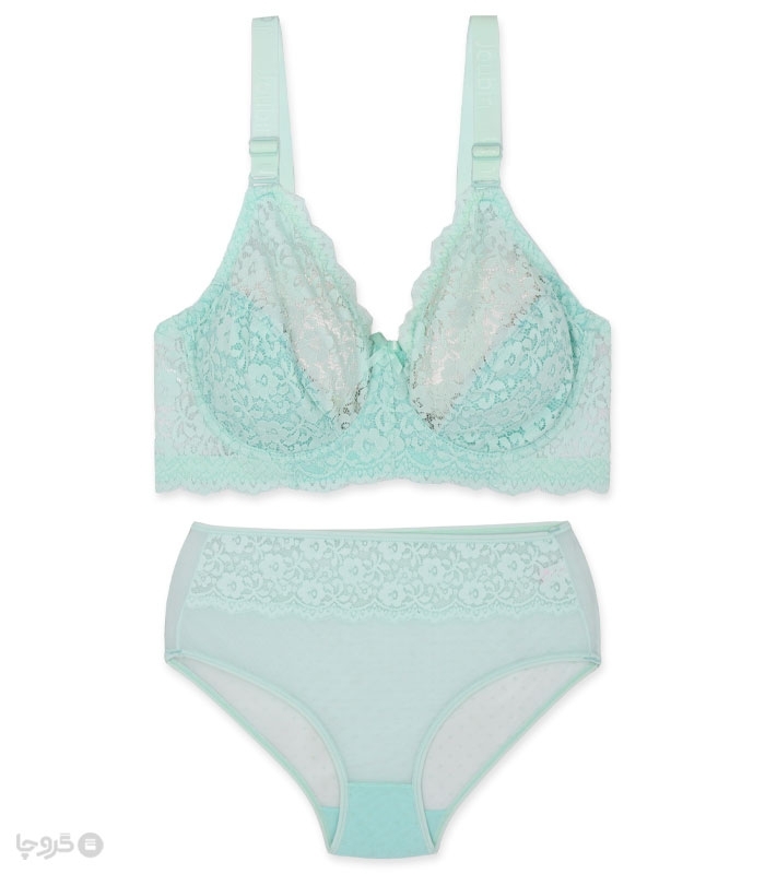 پک ست شورت و سوتین تور و گیپور فنردار ژوبین کد 7000 طرح گل - بسته 4 عددی