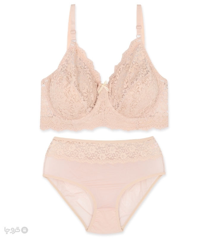 پک ست شورت و سوتین تور و گیپور فنردار ژوبین کد 7000 طرح گل - بسته 4 عددی