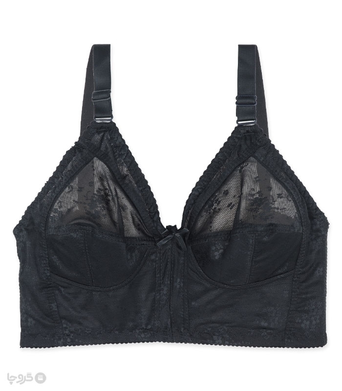 خرید عمده پک سوتین مینی مایزر بلند سه تکه توری بدون فنر ژوبین کد 1044 - بسته 4 عددی