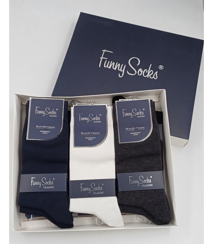 خرید عمده پک جوراب ساقدار مردانه Funny Socks فانی ساکس کد 65102 - جعبه 12 عددی