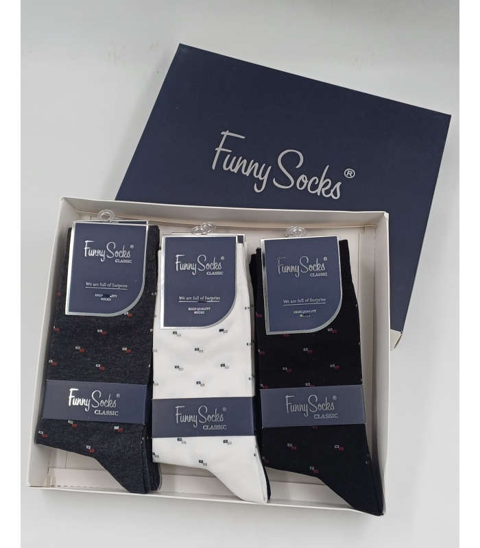 خرید عمده پک جوراب ساقدار مردانه Funny Socks فانی ساکس کد 65107 - جعبه 12 عددی