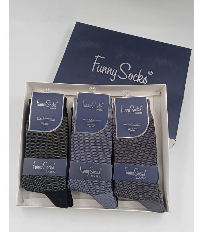 خرید عمده پک جوراب ساقدار مردانه Funny Socks فانی ساکس کد 65114 - جعبه 12 عددی