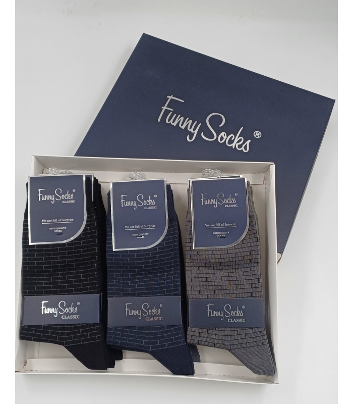 خرید عمده پک جوراب ساقدار مردانه Funny Socks فانی ساکس کد 65123 - جعبه 12 عددی