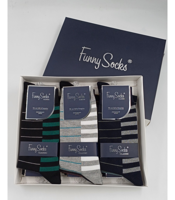 خرید عمده پک جوراب ساقدار مردانه Funny Socks فانی ساکس کد 65125 - جعبه 12 عددی