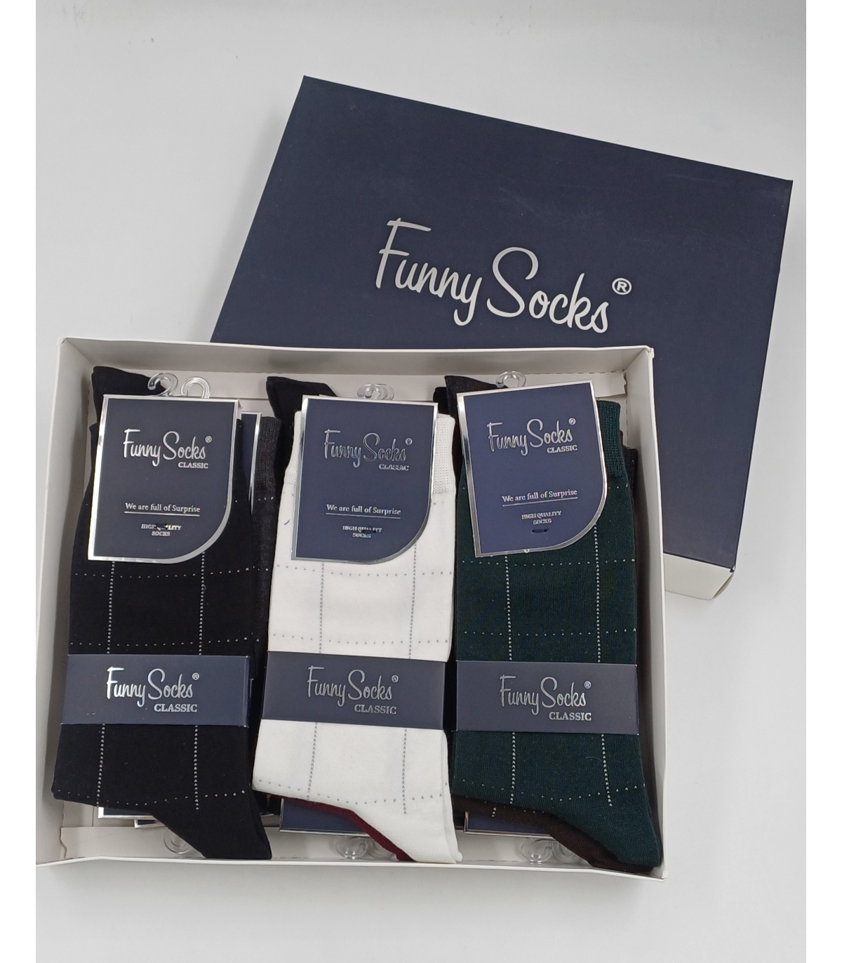 خرید عمده پک جوراب ساقدار مردانه Funny Socks فانی ساکس کد 65128 - جعبه 12 عددی