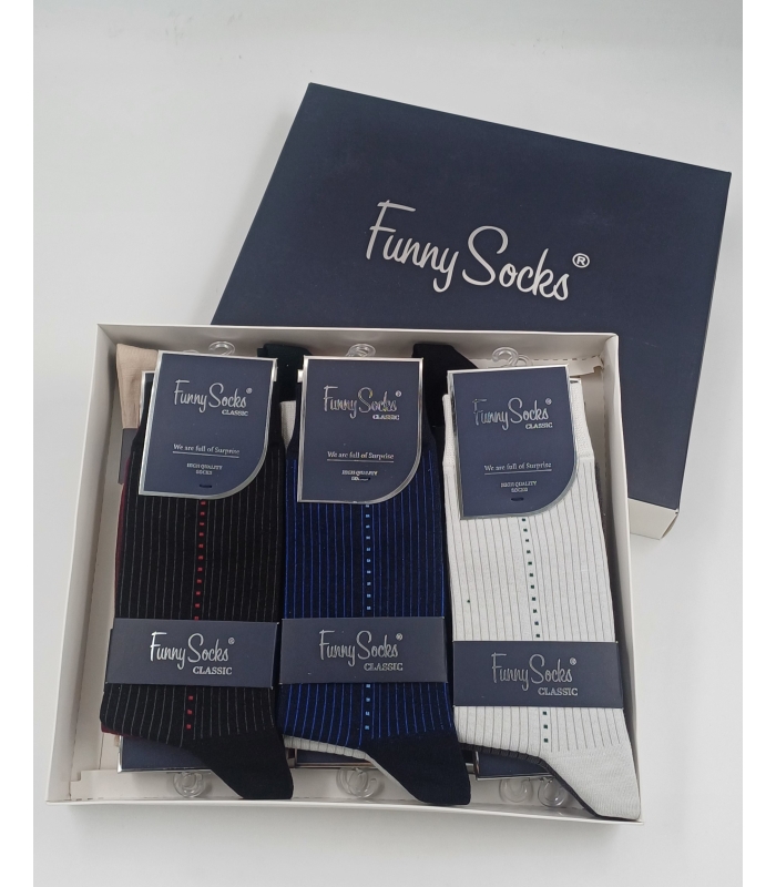 خرید عمده پک جوراب ساقدار مردانه Funny Socks فانی ساکس کد 65130 - جعبه 12 عددی