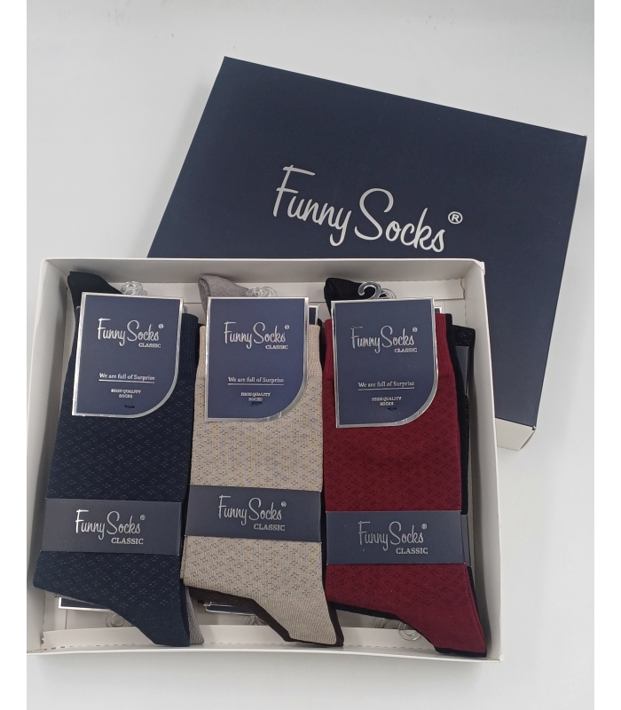 خرید عمده پک جوراب ساقدار مردانه Funny Socks فانی ساکس کد 65135 - جعبه 12 عددی