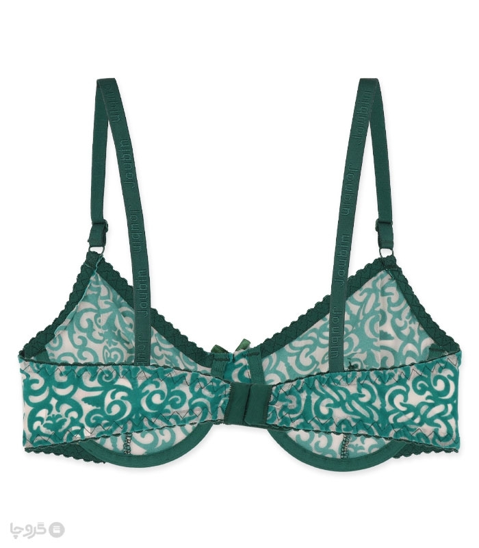 پک ست شورت و سوتین توری فنردار ژوبین کد 1404 طرح پیچک مخمل - بسته 4 عددی