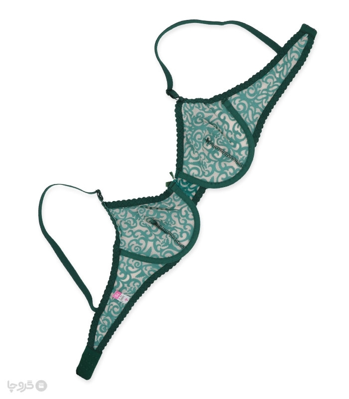 پک ست شورت و سوتین توری فنردار ژوبین کد 1404 طرح پیچک مخمل - بسته 4 عددی