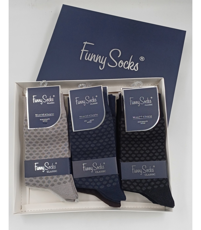 خرید عمده پک جوراب ساقدار مردانه Funny Socks فانی ساکس کد 65136 - جعبه 12 عددی