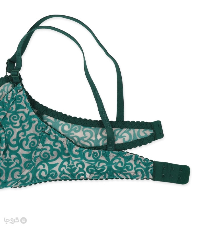 پک ست شورت و سوتین توری فنردار ژوبین کد 1404 طرح پیچک مخمل - بسته 4 عددی