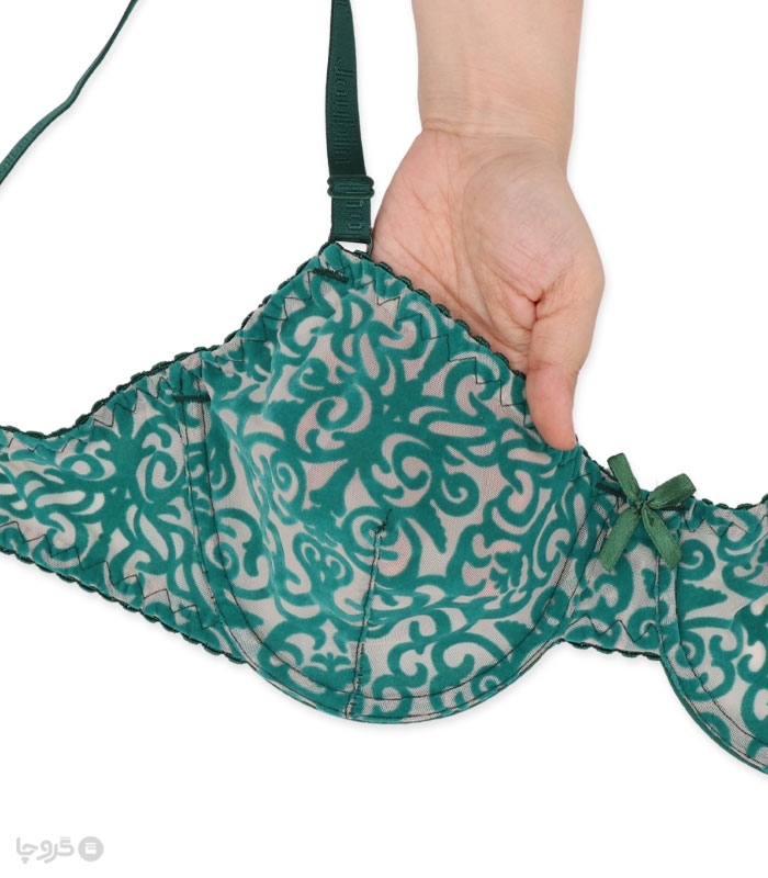 پک ست شورت و سوتین توری فنردار ژوبین کد 1404 طرح پیچک مخمل - بسته 4 عددی