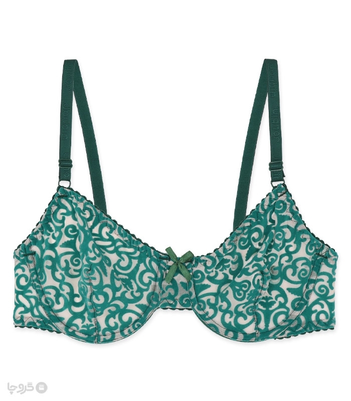 پک ست شورت و سوتین توری فنردار ژوبین کد 1404 طرح پیچک مخمل - بسته 4 عددی