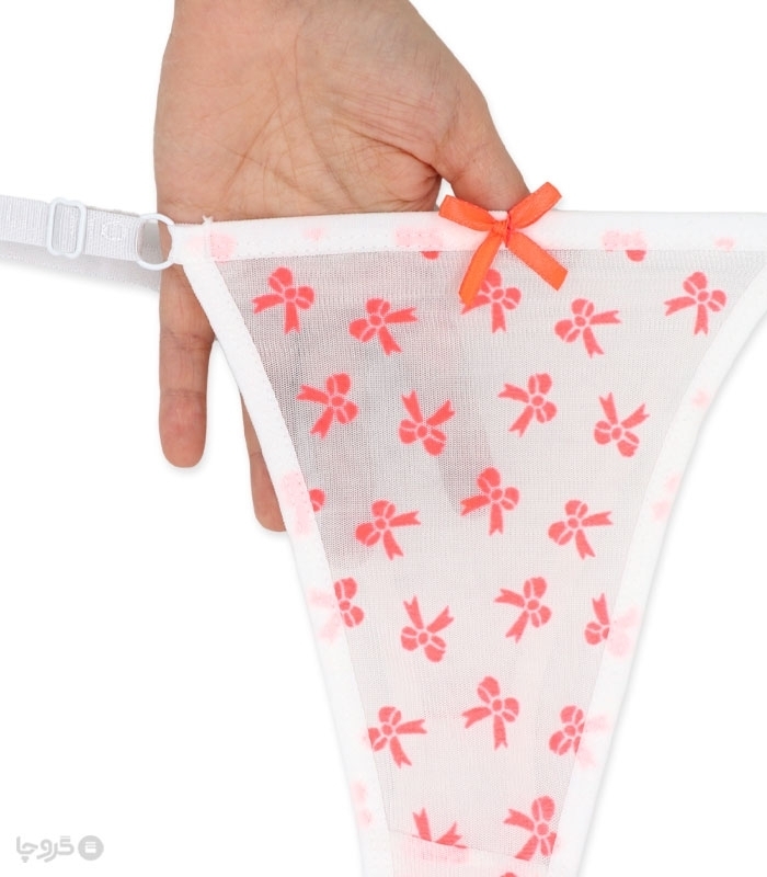 پک ست شورت و سوتین توری فنردار ژوبین کد 1404 طرح پاپیون مخمل - بسته 4 عددی