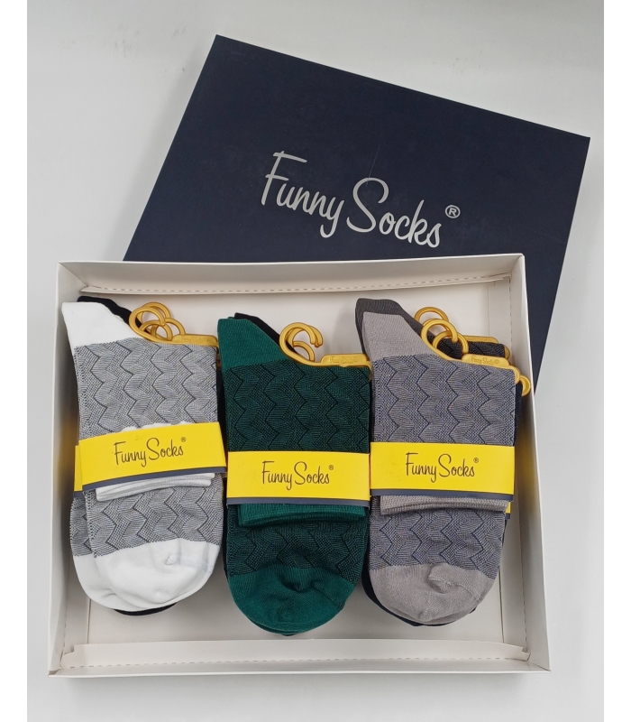 خرید عمده پک جوراب نیم ساق مردانه Funny Socks فانی ساکس کد 75108 - جعبه 12 عددی